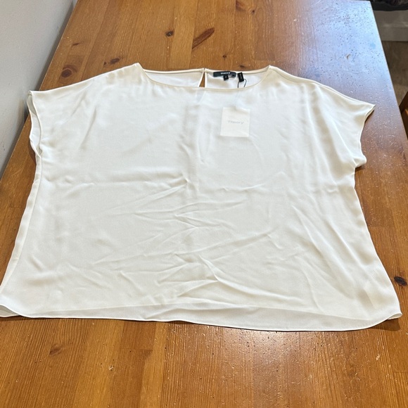 Theory Cream Women's Blouse IVORY  CAP SLEEVE SHELL XL - Picture 7 of 10